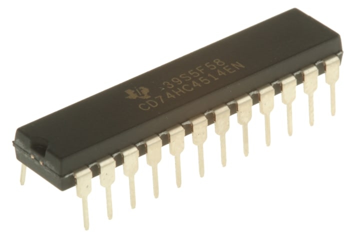 Texas Instruments CD74HC4514EN Decoder & Demultiplexer, 1, Decoder, Demultiplexer, 1-of-16, Non-Inverting, 24-Pin PDIP