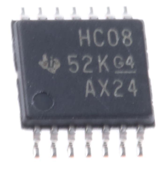 Texas Instruments SN74HC08PW, Quad 2-Input AND Logic Gate, 14-Pin TSSOP