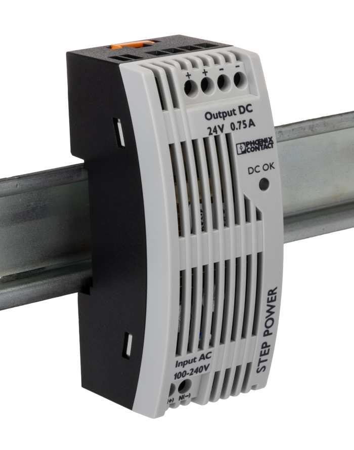 Phoenix Contact STEP POWER Switched Mode DIN Rail Power Supply, 85 → 264V ac ac Input, 24V dc dc Output, 750mA