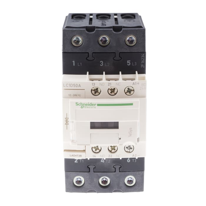 Schneider Electric LC1D Series Contactor, 24 V dc Coil, 3-Pole, 50 A, 22 kW, 3NO, 690 V ac