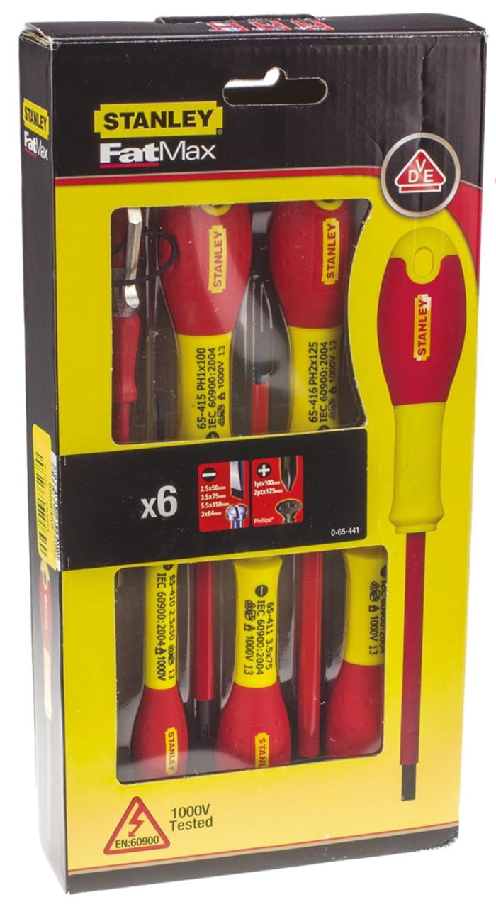 STANLEY 0-65-441 Juego de 6 destornilladores aislados FatMax