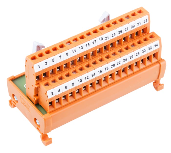 Module d'interface HE10 34 Contacts, Mâle, Montage sur Rail DIN