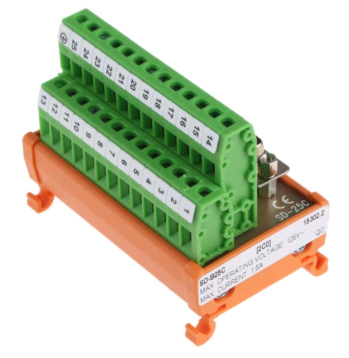 RS PRO 25-Contact Female Interface Module, D-sub Connector, DIN Rail Mount, 1.5A