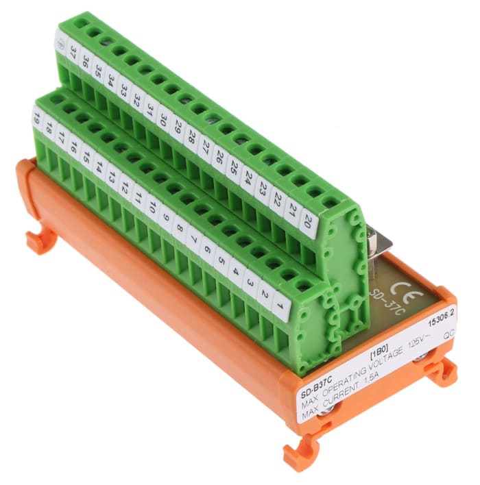 RS PRO 37-Contact Female Interface Module, D-sub Connector, DIN Rail Mount, 1.5A