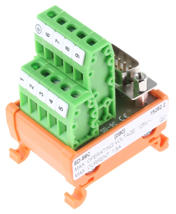 RS PRO 9-Contact Male Interface Module, D-sub Connector, DIN Rail Mount, 1.5A