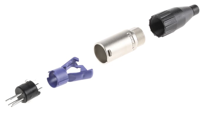 Amphenol Industrial Cable Mount XLR Connector, Male, 133 V ac, 5 Way, Silver Plating