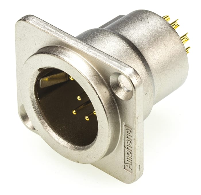 Amphenol Industrial Panel Mount XLR Connector, Male, 7 Way, Gold Plating