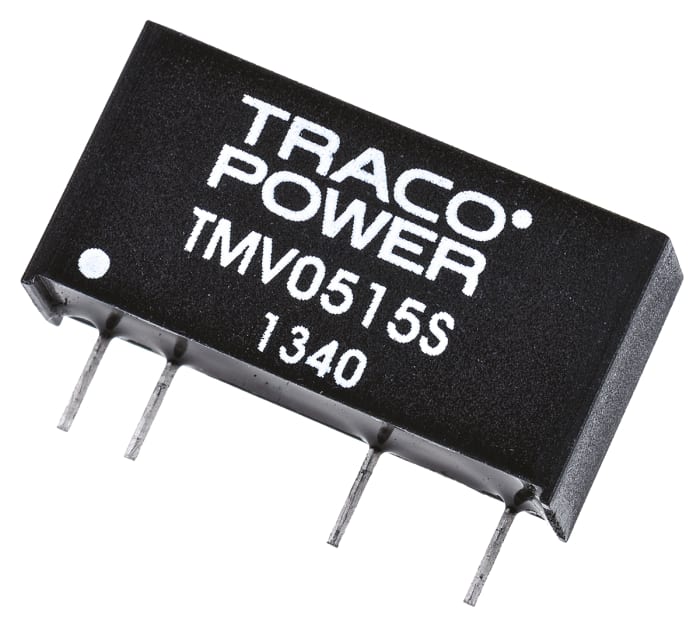 TRACOPOWER TMV DC-DC Converter, 15V dc/ 65mA Output, 4.5 → 5.5 V dc Input, 1W, Through Hole, +85°C Max Temp