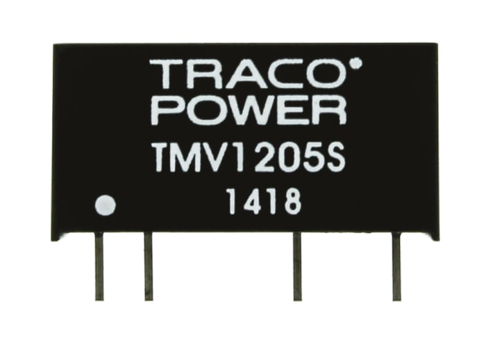 TRACOPOWER TMV DC-DC Converter, 5V dc/ 200mA Output, 10.8 → 13.2 V dc Input, 1W, Through Hole, +85°C Max Temp