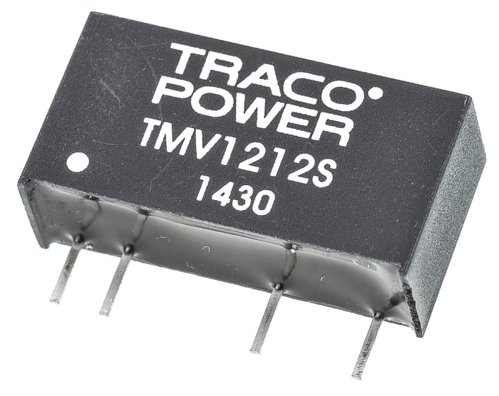 TRACOPOWER TMV DC-DC Converter, 12V dc/ 80mA Output, 10.8 → 13.2 V dc Input, 1W, Through Hole, +85°C Max Temp