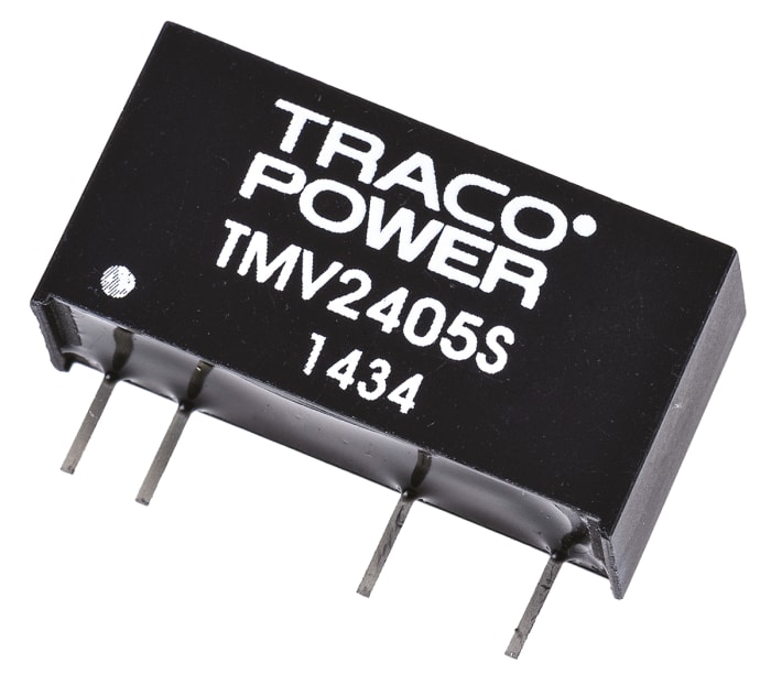 TRACOPOWER TMV DC-DC Converter, 5V dc/ 200mA Output, 21.6 → 26.4 V dc Input, 1W, Through Hole, +85°C Max Temp