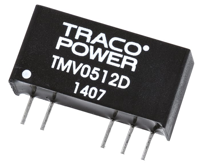 TRACOPOWER TMV DC-DC Converter, ±12V dc/ ±40mA Output, 4.5 → 5.5 V dc Input, 1W, Through Hole, +85°C Max Temp