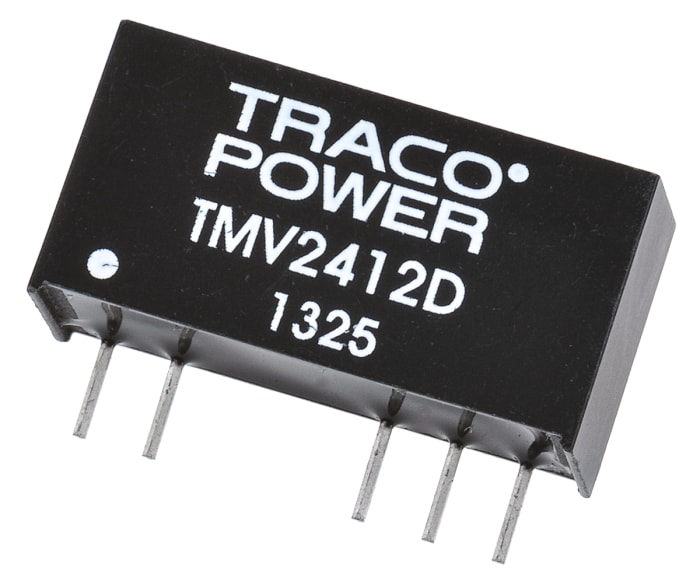 TRACOPOWER TMV DC-DC Converter, ±12V dc/ ±40mA Output, 21.6 → 26.4 V dc Input, 1W, Through Hole, +85°C Max Temp