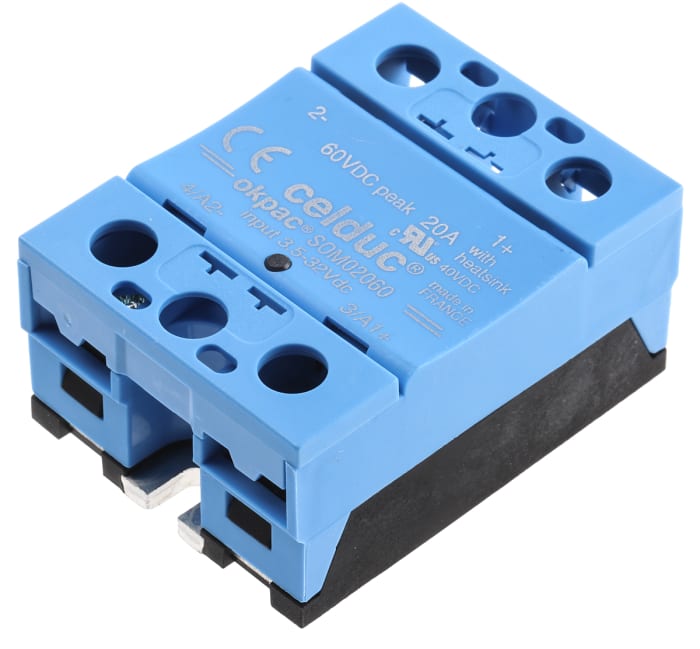 Celduc SOM Series Solid State Relay, 20 A Load, Panel Mount, 40 V dc Load, 32 V dc Control