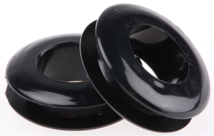 RS PRO Black PVC 13.9mm Cable Grommet for Maximum of 10.5mm Cable Dia.