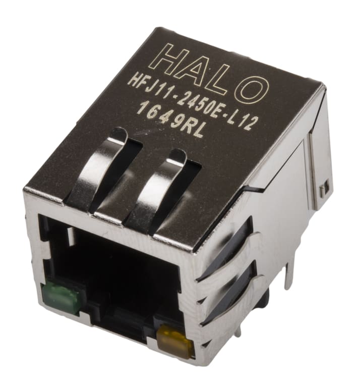 Halo Electronics FastJack Series Female RJ45 Connector, Through Hole Right Angle 1 Port 8 -Way