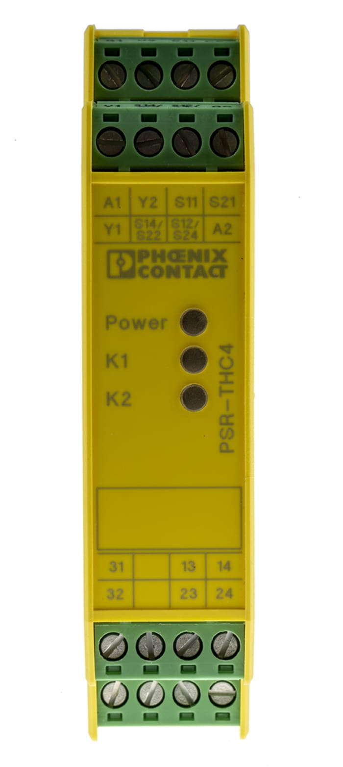 PSR-THC Emniyet Rölesi, 2 Güvenlik Kontağı, 1 Yardımcı Kontak, Çift Kanallı, 24 V ac/dc