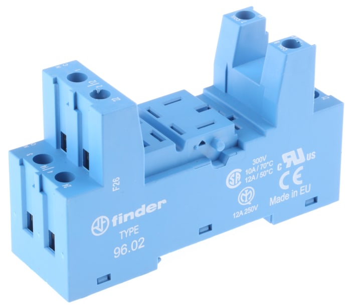Finder 96 8 Pin 250V ac DIN Rail Relay Socket, for use with 56.32