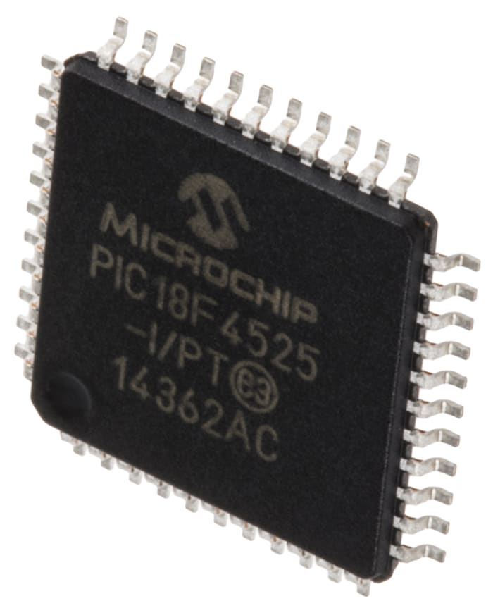 Microcontrolador Microchip PIC18F4525-I/PT, núcleo PIC de 8bit, RAM 3,986 kB, 40MHZ, TQFP de 44 pines