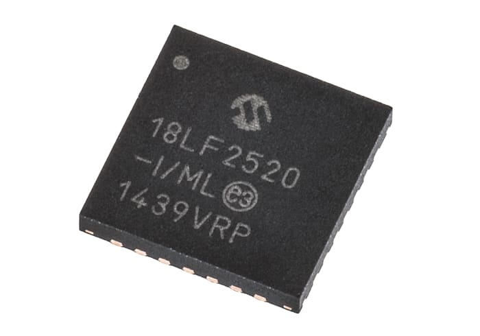 Microchip, 8bit PIC, PIC18F Microcontroller, 40MHz, 32 kB, 256 B Flash, 28-Pin QFN