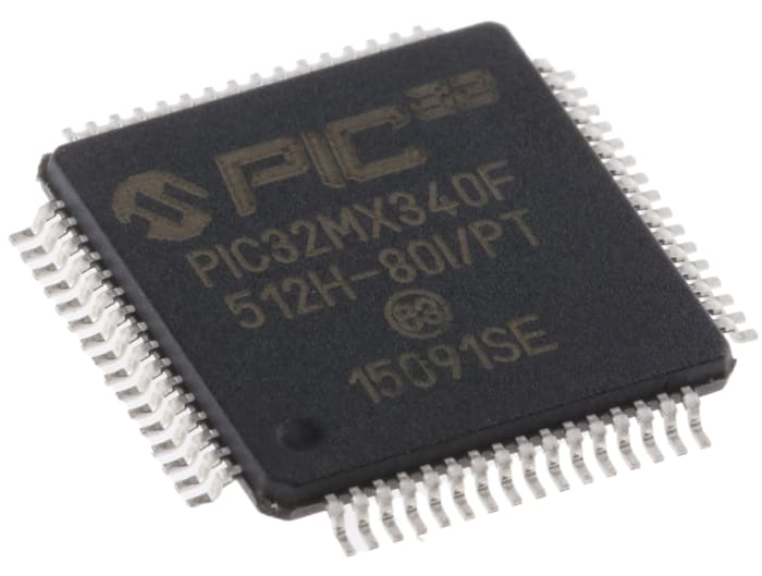 Microchip, 32bit PIC, PIC32MX Microcontroller, 80MHz, 12 kB, 512 kB Flash, 64-Pin TQFP