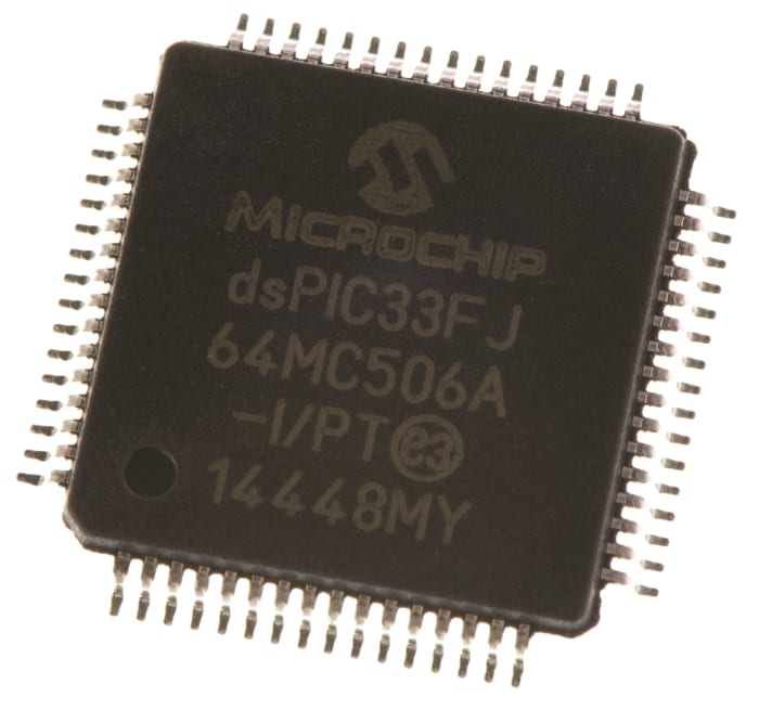 Microchip Mikrodenetleyici, 16Bit dsPIC, 40MIPS, 64 kB Flash TQFP, 64-Pinli dsPIC33FJ64MC506A-I/PT