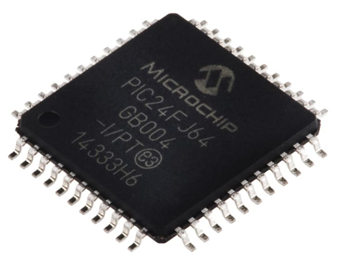 Microchip PIC24FJ64GB004-I/PT, 16 bit PIC, PIC24FJ Microcontroller, 32 MHz, 64kB FLASH, 44-Pin TQFP