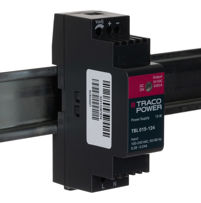 TRACOPOWER TBL Switched Mode DIN Rail Power Supply, 85 → 264V ac ac Input, 24V dc dc Output, 630mA Output, 15W