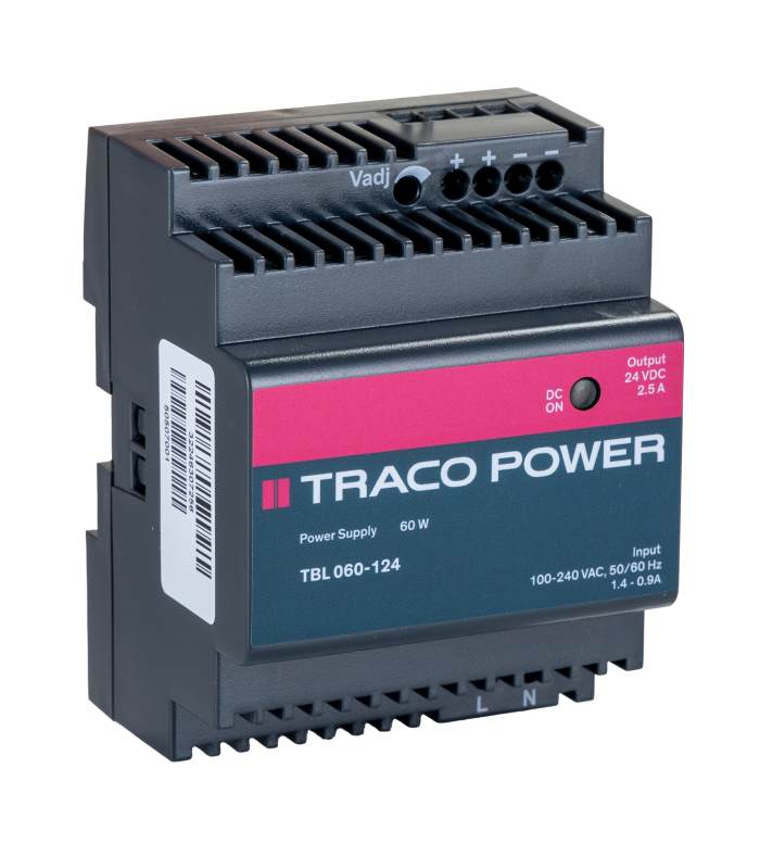 TRACOPOWER TBL Switched Mode DIN Rail Power Supply, 85 → 264V ac ac Input, 24V dc dc Output, 2.5A Output, 60W
