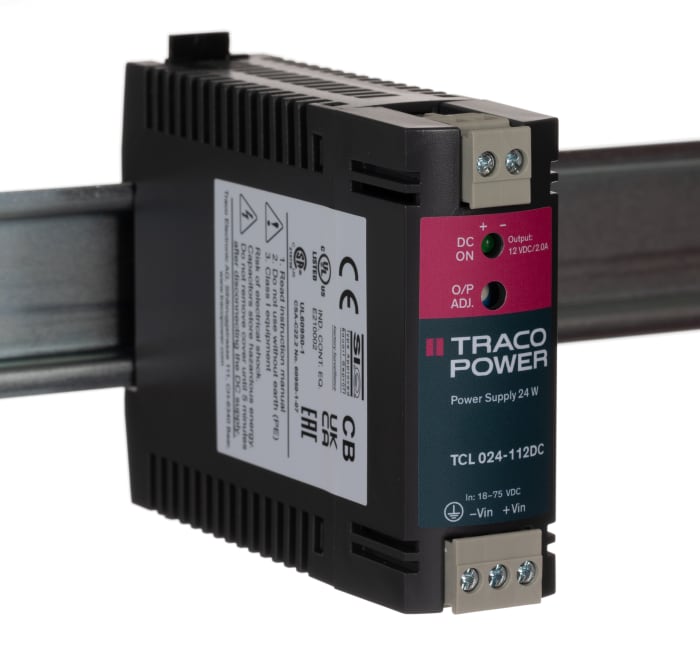 TRACOPOWER TCL-DC DC-DC Converter, 12V dc/ 2A Output, 24W, DIN Rail Mount, +70°C Max Temp -25°C Min Temp