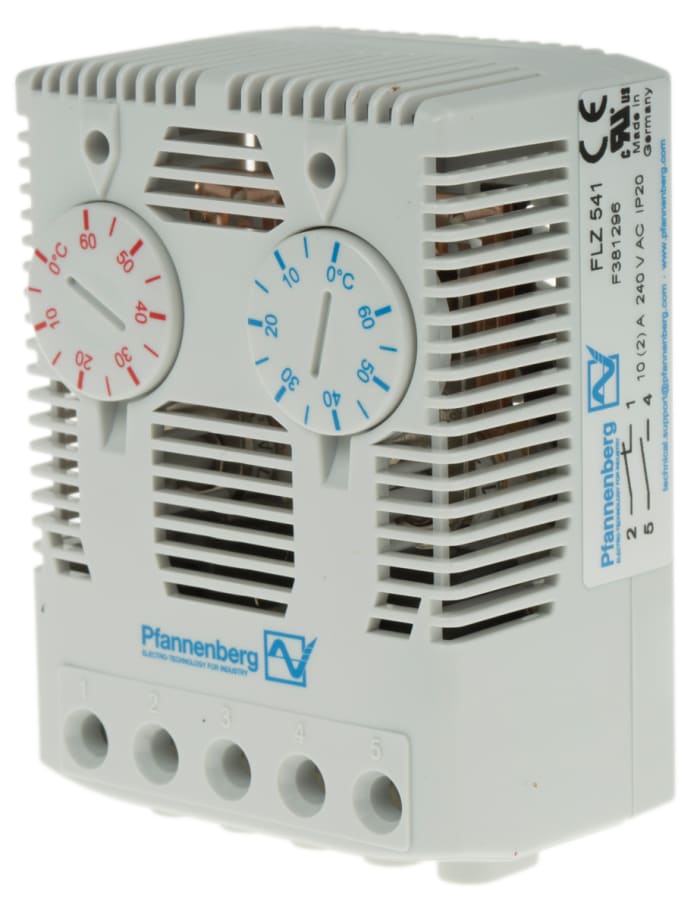 Pfannenberg FLZ NC, NO Enclosure Thermostat, 120 → 240 V ac, 0 → +60 °C
