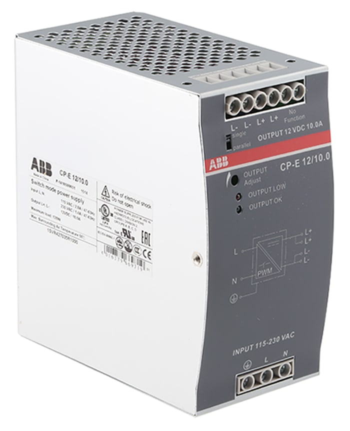 ABB CP-E Switched Mode DIN Rail Power Supply, 90 → 132 V ac,186 → 264 V ac / 210 → 370V dc ac, dc