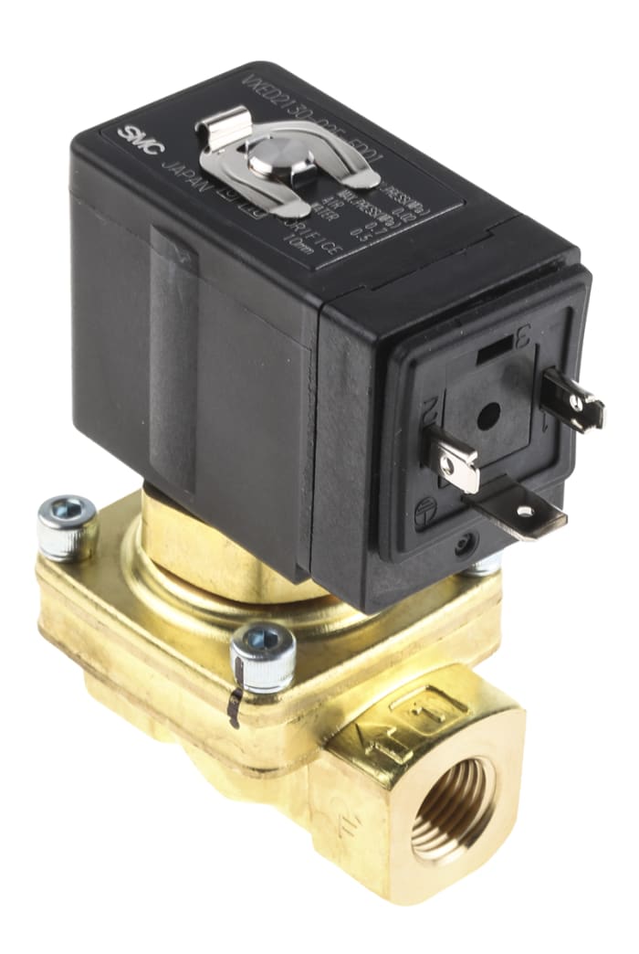 SMC Solenoid Valve VXED2130-02F-5DO1, 2 port(s) , NC, 24 V dc, 1/4in