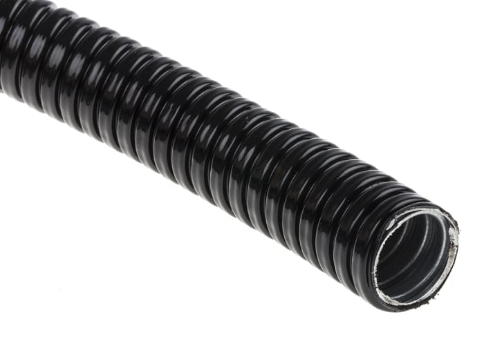 RS PRO Flexible Conduit, 25mm Nominal Diameter, Galvanised Steel, Black