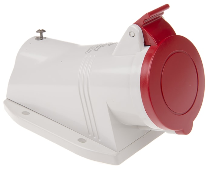 Scame IP44 Red Wall Mount 3P + N + E Right Angle Industrial Power Socket, Rated At 16A, 415 V