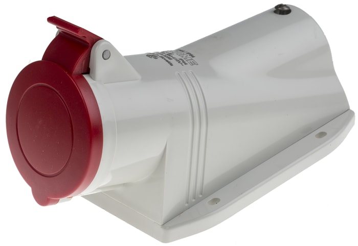 Scame IP44 Red Wall Mount 3P + E Right Angle Industrial Power Socket, Rated At 32A, 415 V