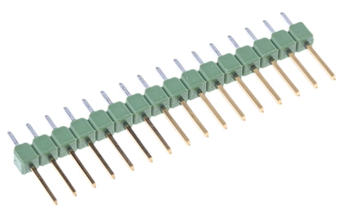 TE Connectivity AMPMODU MOD II Series Straight Through Hole Pin Header, 16 Contact(s), 2.54mm Pitch, 1 Row(s),