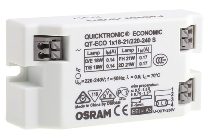 Osram 18 W, 21 W, 16.5 (HF) W, 17 (HF) W, 19 (HF) W Electronic Compact Fluorescent Lighting Ballast, 220 → 240 V