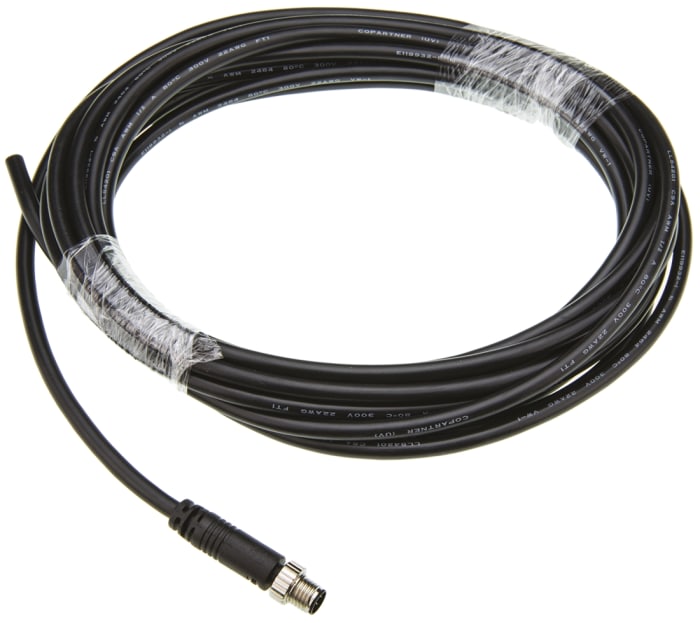 TE Connectivity Straight Male 4 way M8 to Unterminated Sensor Actuator Cable, 5m
