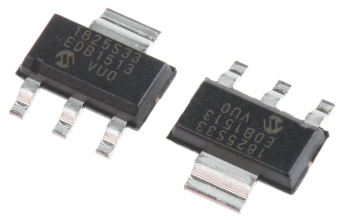 Microchip MCP1825S-3302E/DB, LDO Regulator, 500mA, 3.3 V, ±0.5%, 2.1 → 6 Vin 3+Tab-Pin, SOT-223