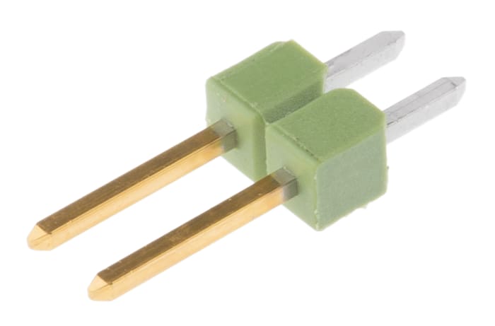 TE Connectivity AMPMODU MOD II Series Straight Through Hole Pin Header, 2 Contact(s), 2.54mm Pitch, 1 Row(s), Unshrouded