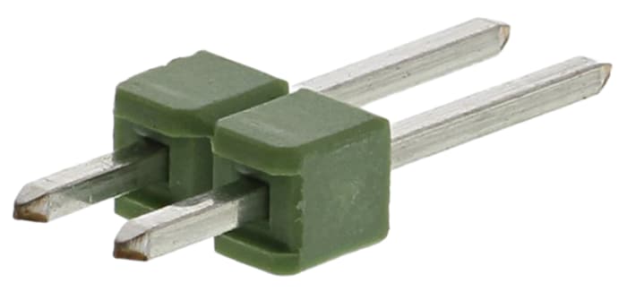 TE Connectivity AMPMODU MOD II Series Straight Through Hole Pin Header, 2 Contact(s), 2.54mm Pitch, 1 Row(s), Unshrouded