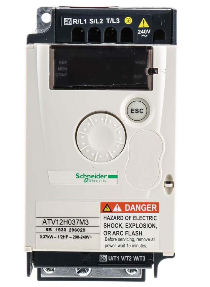 Schneider Electric Inverter Drive, 0.37 kW, 3 Phase, 230 V ac, 3 A, ATV 12 Series