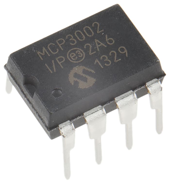 ADC MCP3002-I/P, Dual, 10 bits, 200ksps, PDIP, 8 pines