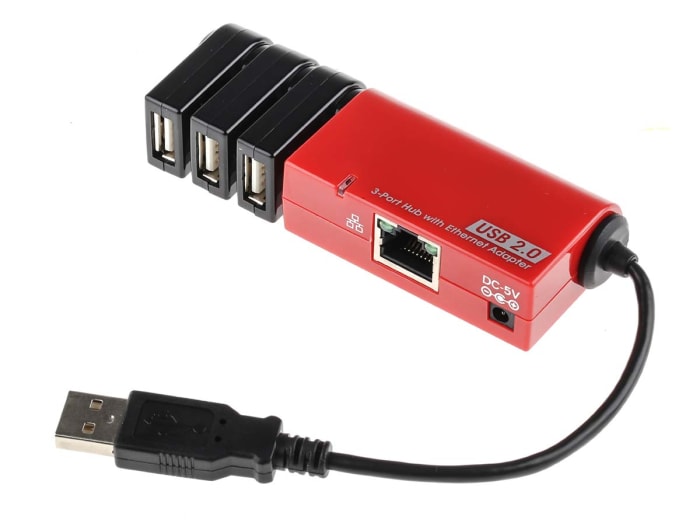 RS PRO 3 Port USB 2.0 USB A  Hub, USB Powered, 36 x 98 x 20mm