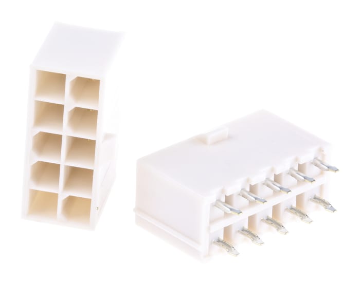 Molex Mini-Fit Jr. Series Straight Through Hole PCB Header, 10 Contact(s), 4.2mm Pitch, 2 Row(s), Shrouded