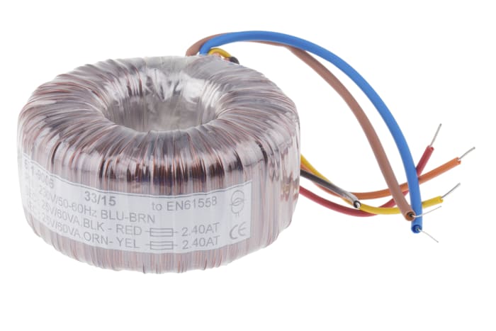 RS PRO 230V ac, 2 x 25V ac Toroidal Transformer, 120VA 2 Output