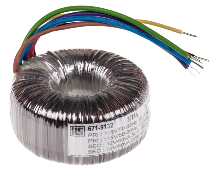 Toroidní transformátor, počet výstupů: 2, sekundární napětí: 2 x 12V ac, Měděný vodič, 96 (Dia.) x 48mm