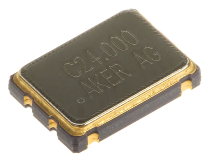 AKER, 24MHz Clock Oscillator, ±50ppm HCMOS, 4-Pin SMD S75005-24.000-X-15