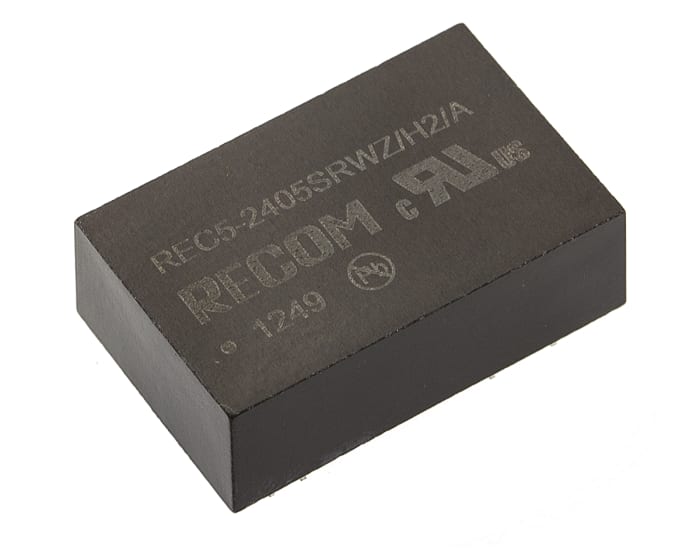 Recom REC5 DC-DC Converter, 5V dc/ 1A Output, 9 → 36 V dc Input, 5W, Through Hole, +75°C Max Temp -40°C Min Temp